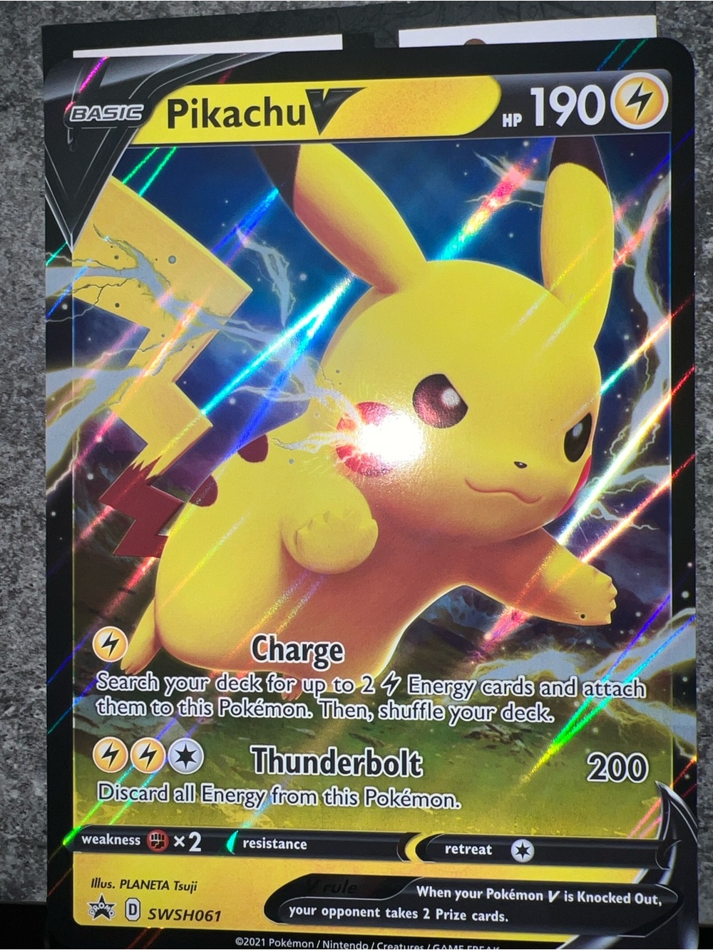 Pokemon Pikachu V Bright Yellow Holographic Card
